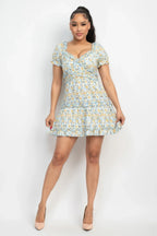 Ruffled Floral Puff Sleeve Dress | Mixtshop LLC