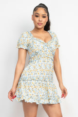Ruffled Floral Puff Sleeve Dress | Mixtshop LLC