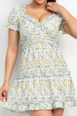 Ruffled Floral Puff Sleeve Dress | Mixtshop LLC
