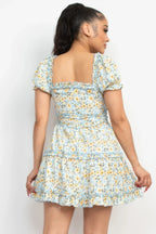 Ruffled Floral Puff Sleeve Dress | Mixtshop LLC