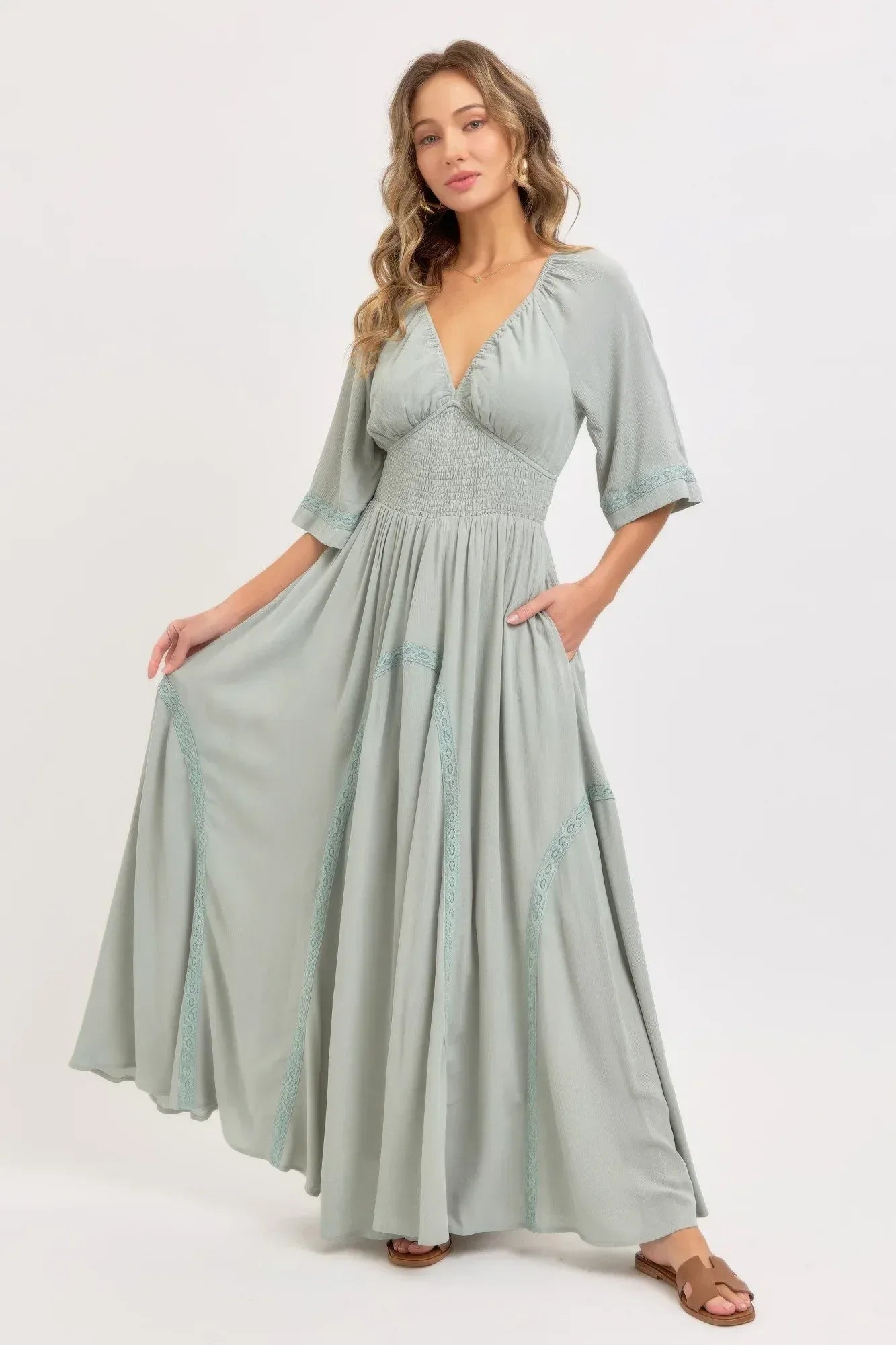 Romantic Flowy Maxi Dress | Mixtshop LLC Main image