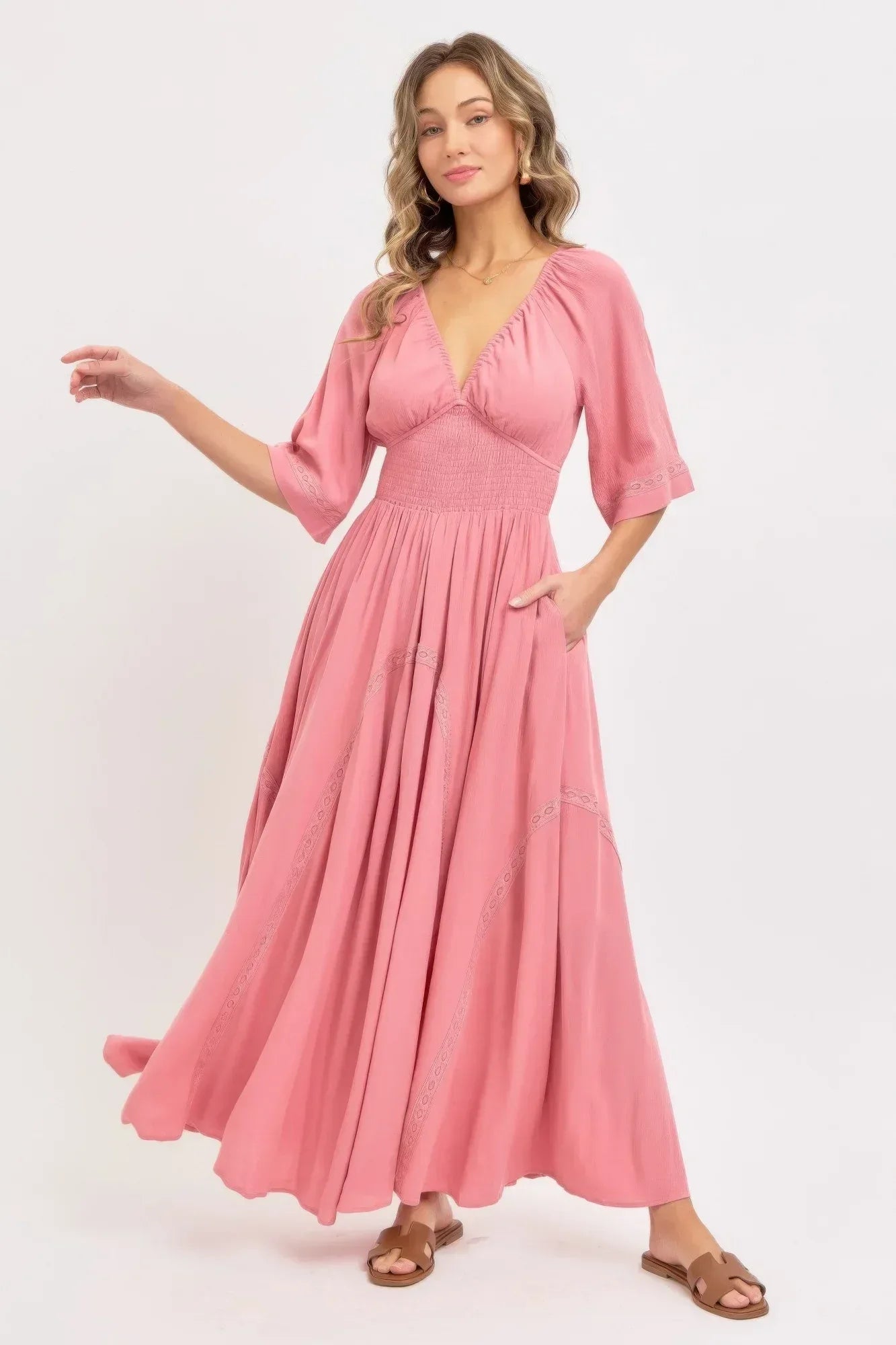 Romantic Flowy Maxi Dress | Mixtshop LLC Main image