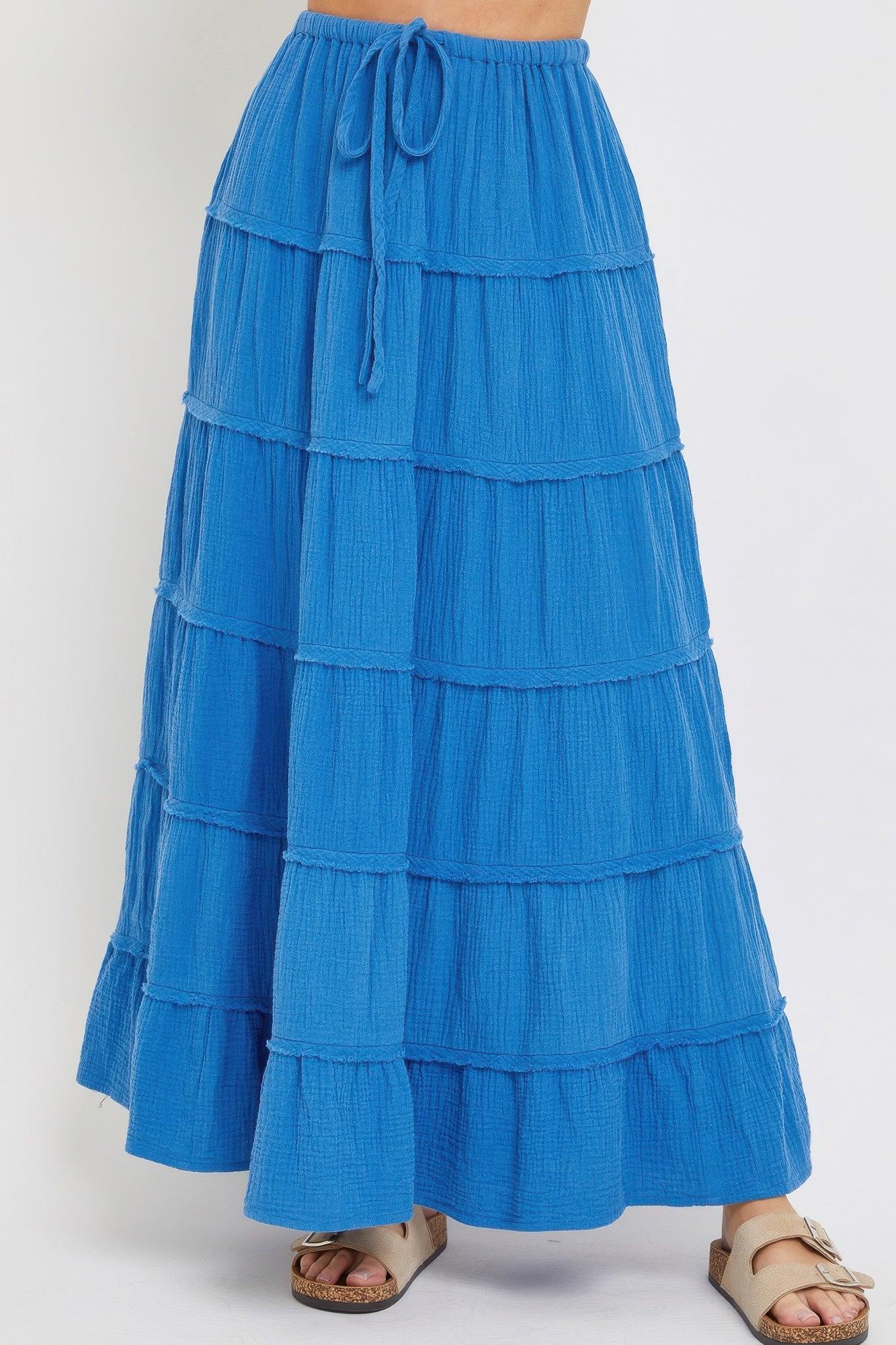 Cotton Gauze Tiered Maxi Skirt | Mixtshop LLC Main image