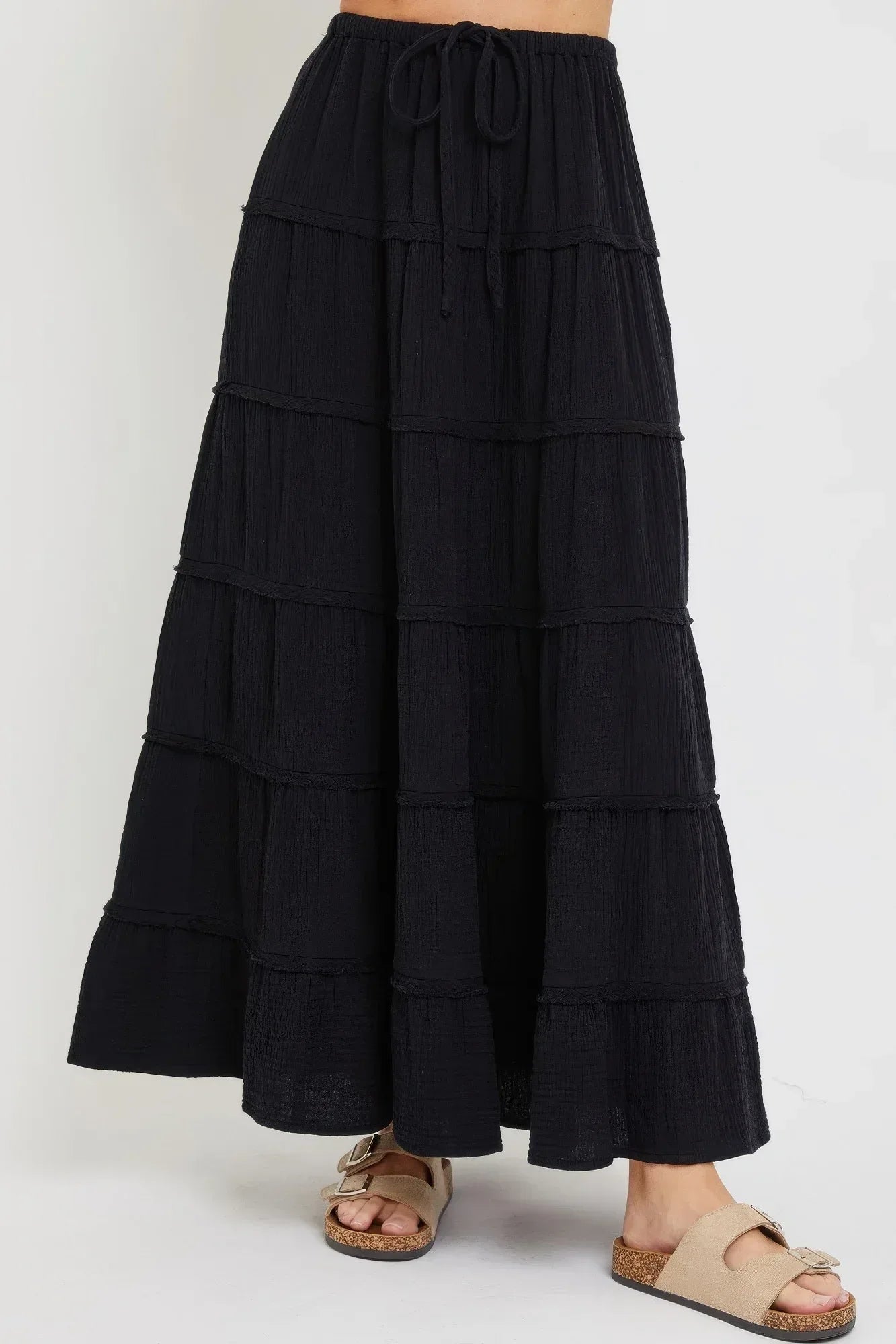 Cotton Gauze Tiered Maxi Skirt | Mixtshop LLC Main image