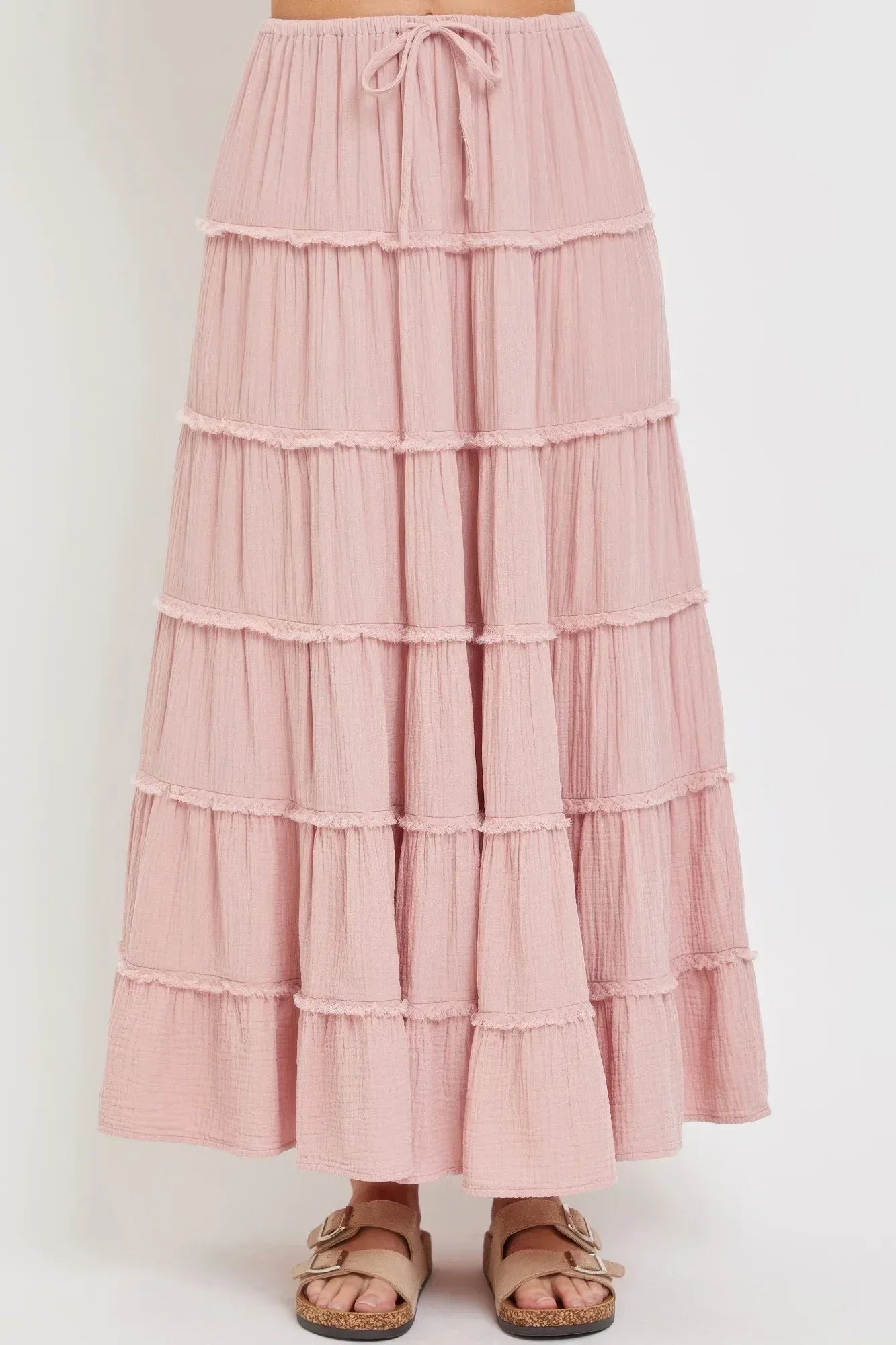 Cotton Gauze Tiered Maxi Skirt | Mixtshop LLC Main image