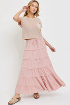 Cotton Gauze Tiered Maxi Skirt | Mixtshop LLC