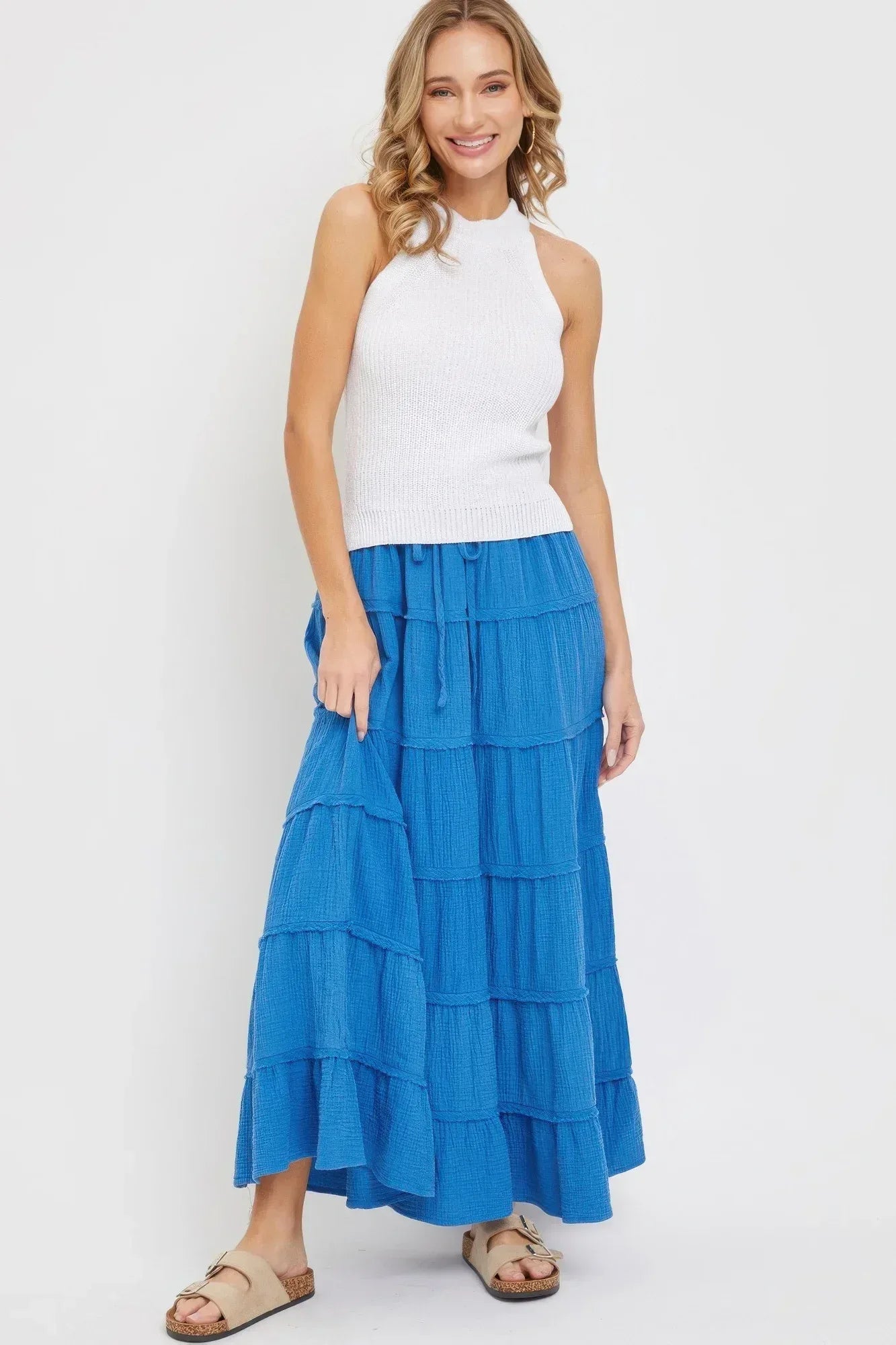 Cotton Gauze Tiered Maxi Skirt Secondary image