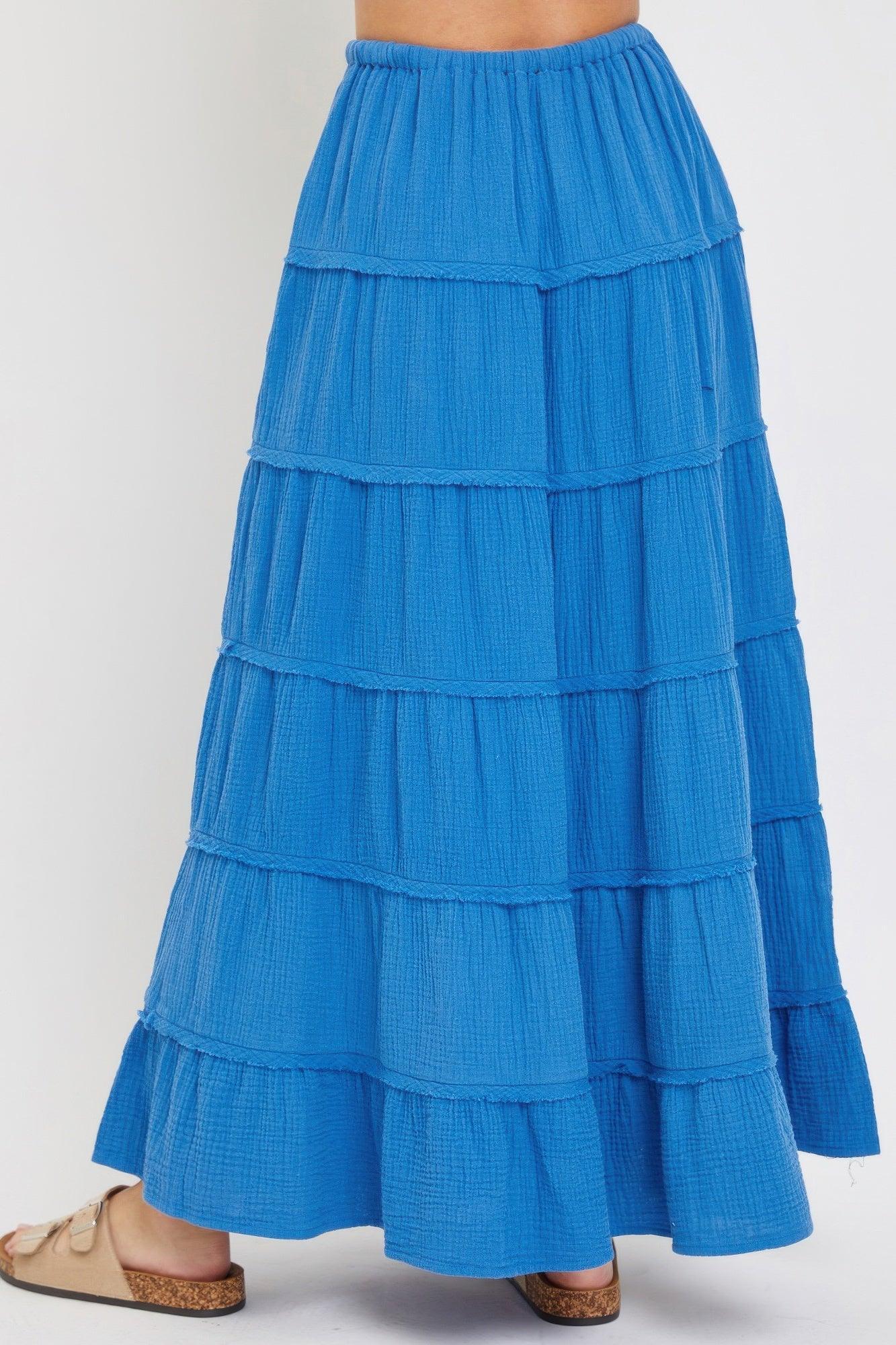 Cotton Gauze Tiered Maxi Skirt | Mixtshop LLC