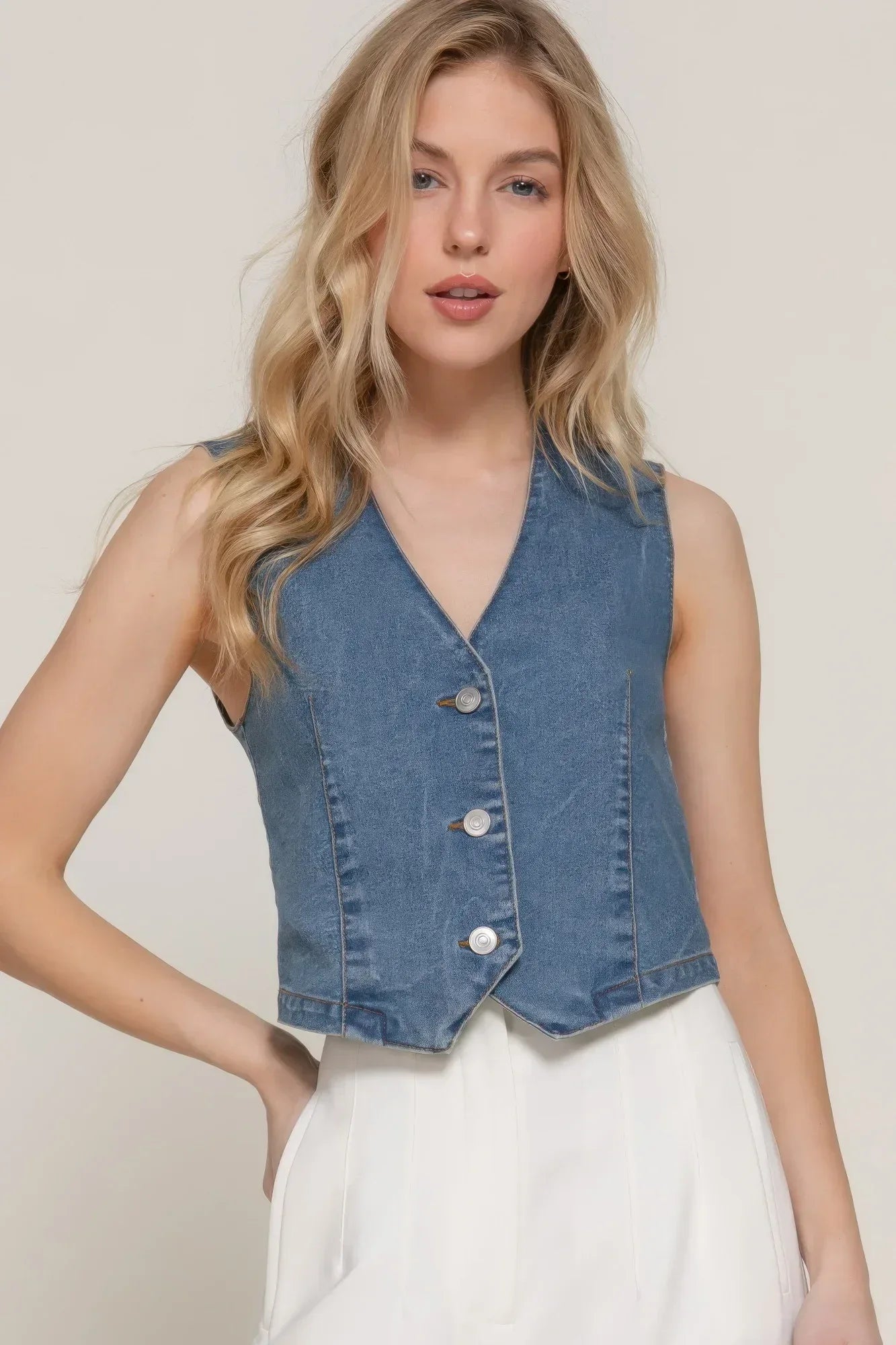 Stretch Denim Vest | Mixtshop LLC Main image