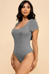 Short Sleeve Scoop Neck Double Layered Bodysuit | Mixtshop LLC