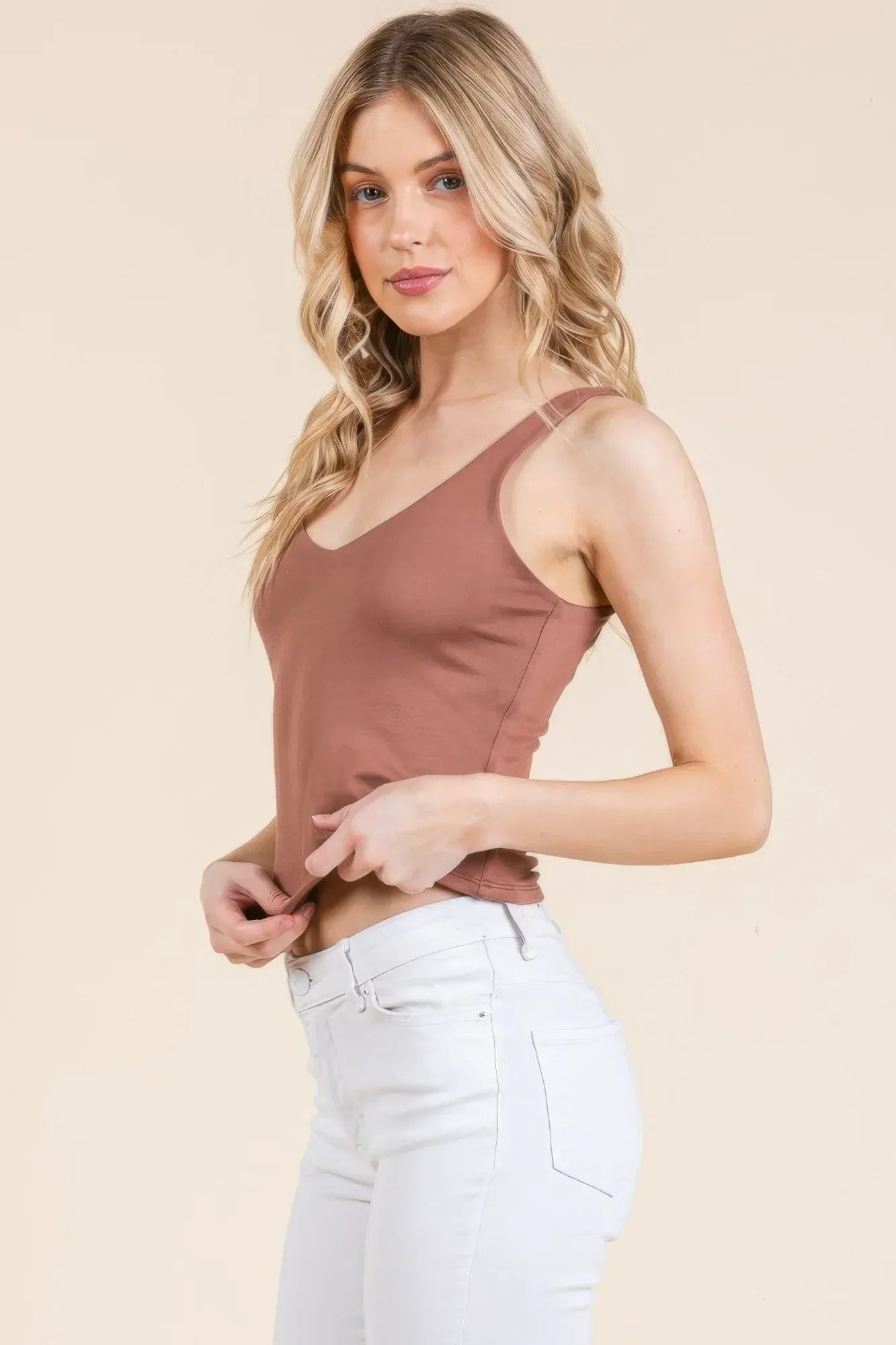 V-neck Basic Double Layers Tank Top Secondary image