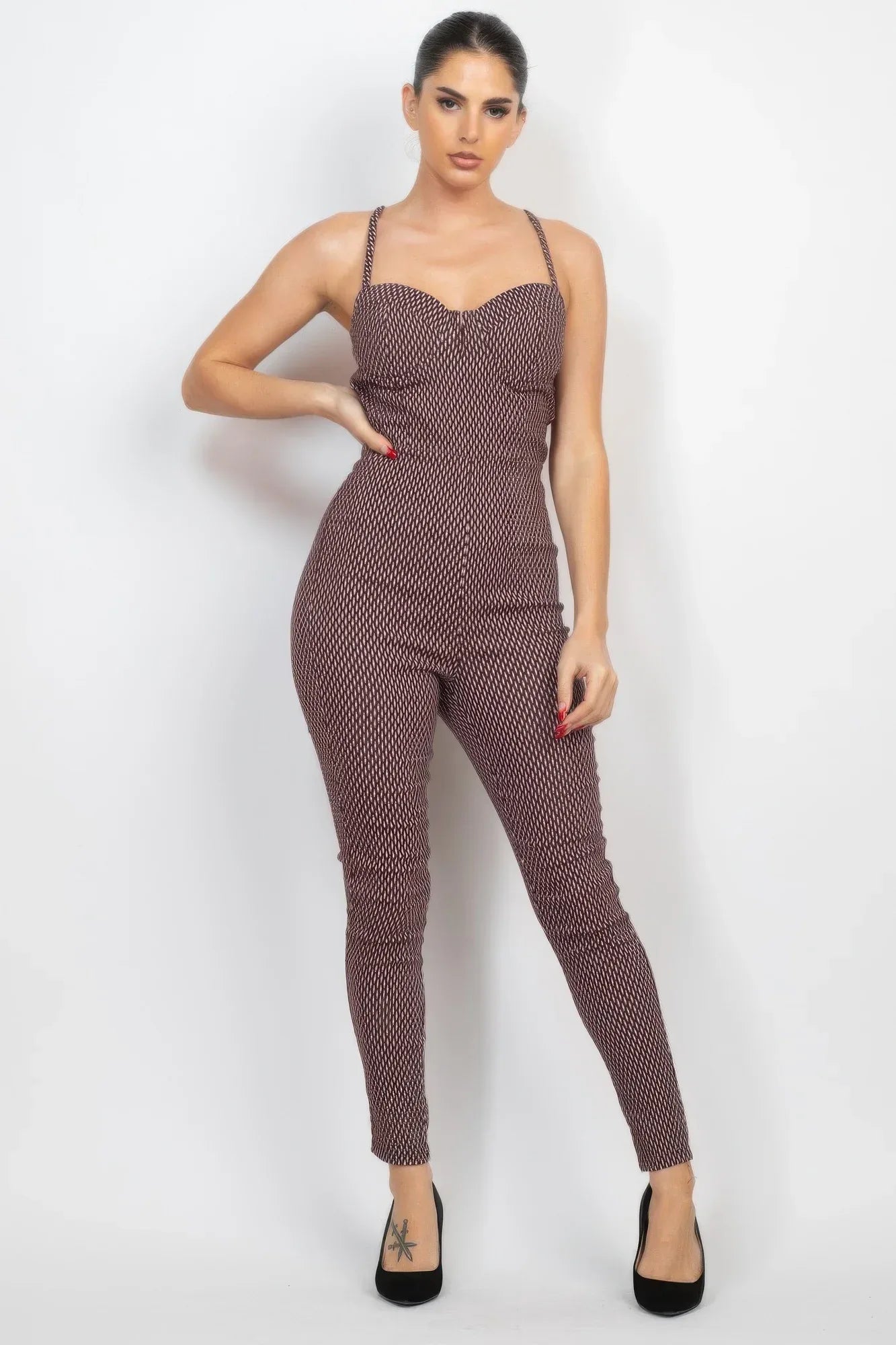Plaid Sleeveless Zippered Jumpsuit | Mixtshop LLC Main image