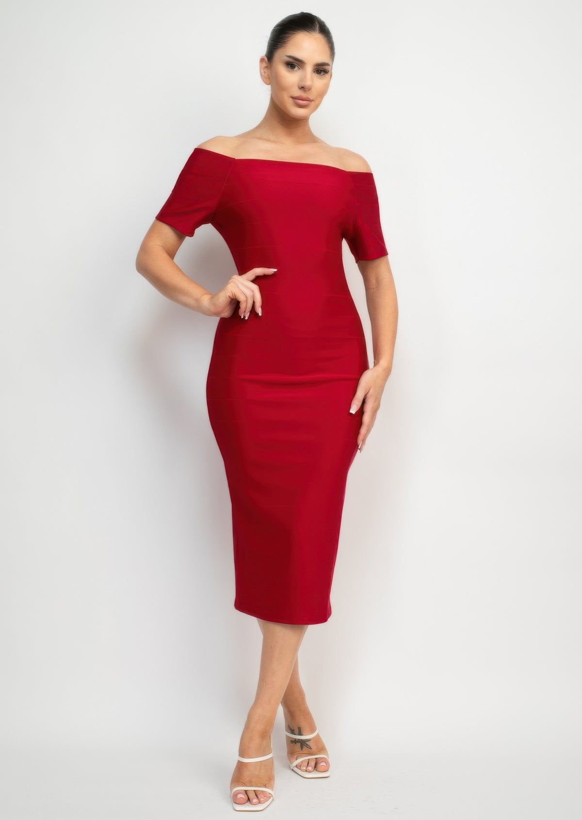 Off Shoulder Zippered Bodycon Dress | Mixtshop LLC