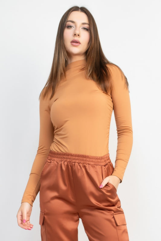 Mock Neck Ruched Solid Top | Mixtshop LLC