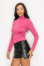 Mock Neck Ruched Solid Top | Mixtshop LLC