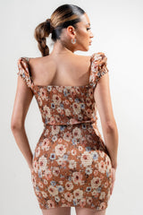 Strech Poplin Print Mini Dress | Mixtshop LLC