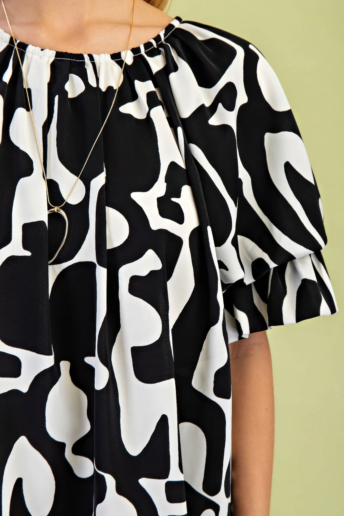 Geometric Print Loose Fit Mini Dress With Gathered Balloon Sleeves | Mixtshop LLC