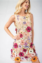 3d Floral Embroidered Sleeveless Mini Dress | Mixtshop LLC