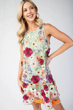 3d Floral Embroidered Sleeveless Mini Dress | Mixtshop LLC