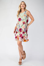 3d Floral Embroidered Sleeveless Mini Dress | Mixtshop LLC