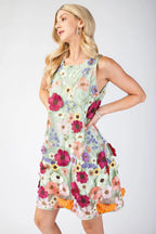 3d Floral Embroidered Sleeveless Mini Dress | Mixtshop LLC