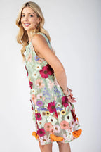 3d Floral Embroidered Sleeveless Mini Dress | Mixtshop LLC