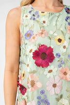 3d Floral Embroidered Sleeveless Mini Dress | Mixtshop LLC