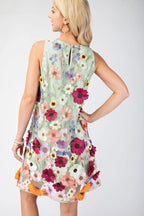 3d Floral Embroidered Sleeveless Mini Dress | Mixtshop LLC