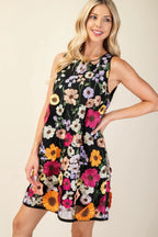 3d Floral Embroidered Sleeveless Mini Dress | Mixtshop LLC