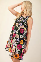 3d Floral Embroidered Sleeveless Mini Dress | Mixtshop LLC