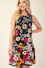 3d Floral Embroidered Sleeveless Mini Dress | Mixtshop LLC