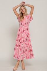 Ruffl Slv Smocked Floral Print Dresss | Mixtshop LLC