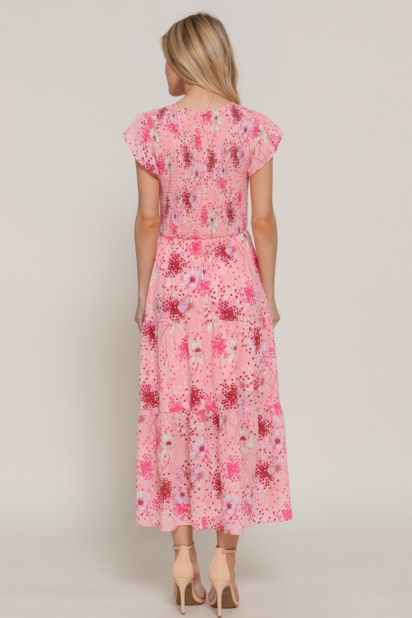 Ruffl Slv Smocked Floral Print Dresss | Mixtshop LLC