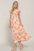 Ruffl Slv Smocked Floral Print Dresss | Mixtshop LLC