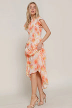 Ruffl Slv Smocked Floral Print Dresss | Mixtshop LLC