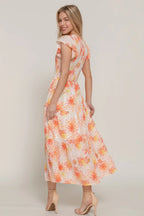 Ruffl Slv Smocked Floral Print Dresss | Mixtshop LLC