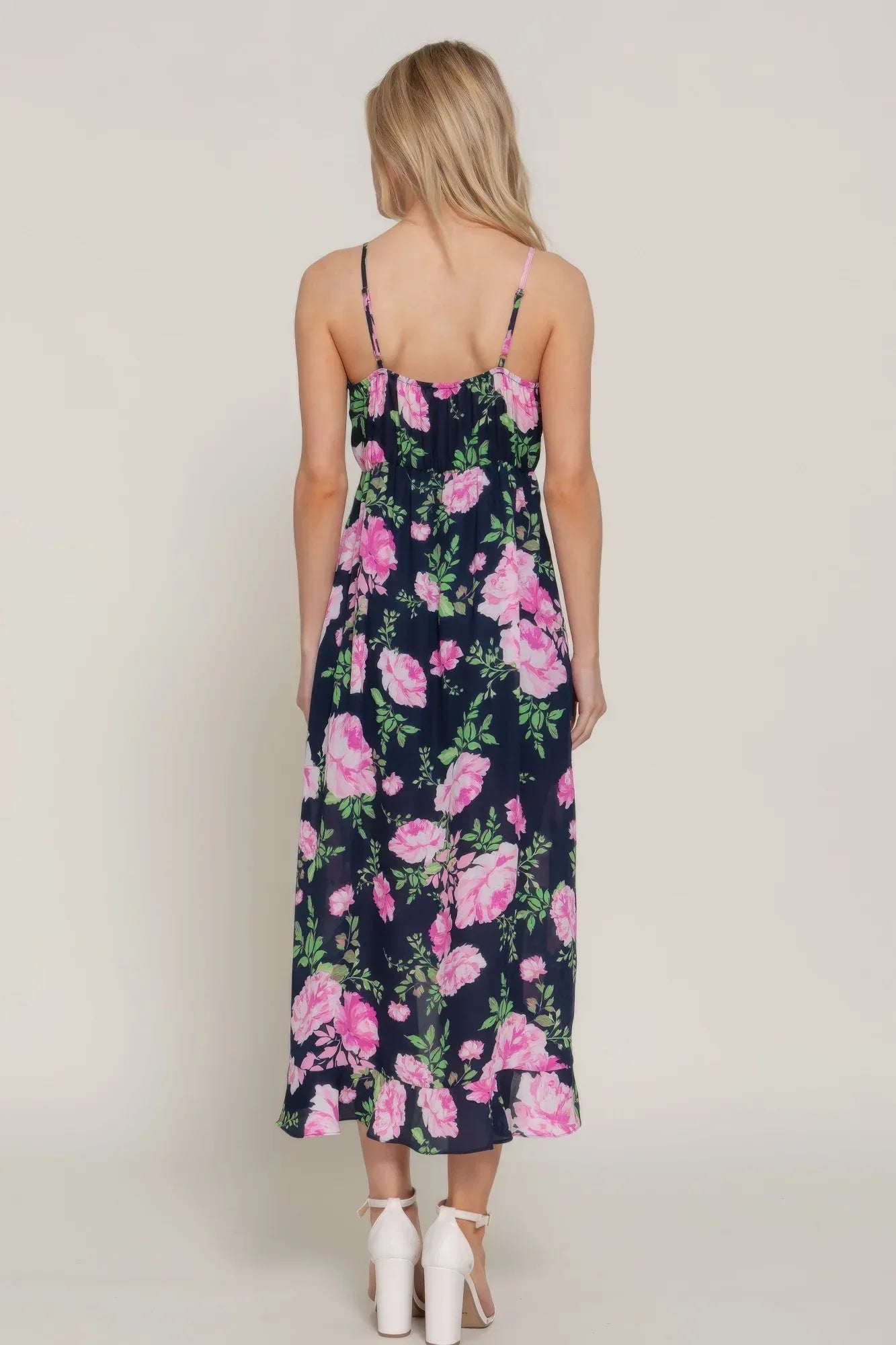 Floral Print Ruffle Slip Midi Dress | Mixtshop LLC