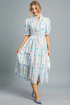 Vibrant Ruffle Smocked Midi Dress | Mixtshop LLC