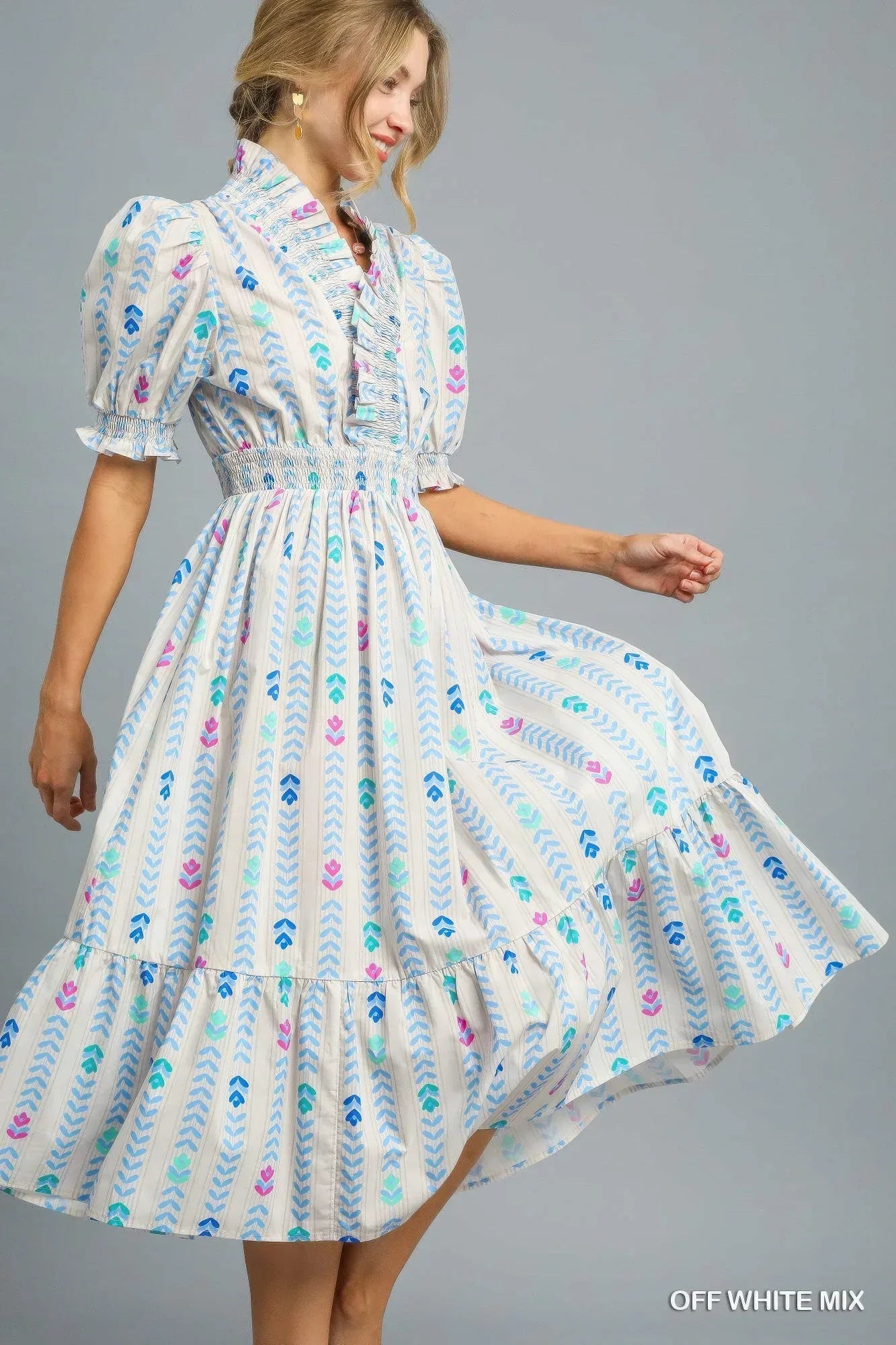 Vibrant Ruffle Smocked Midi Dress | Mixtshop LLC