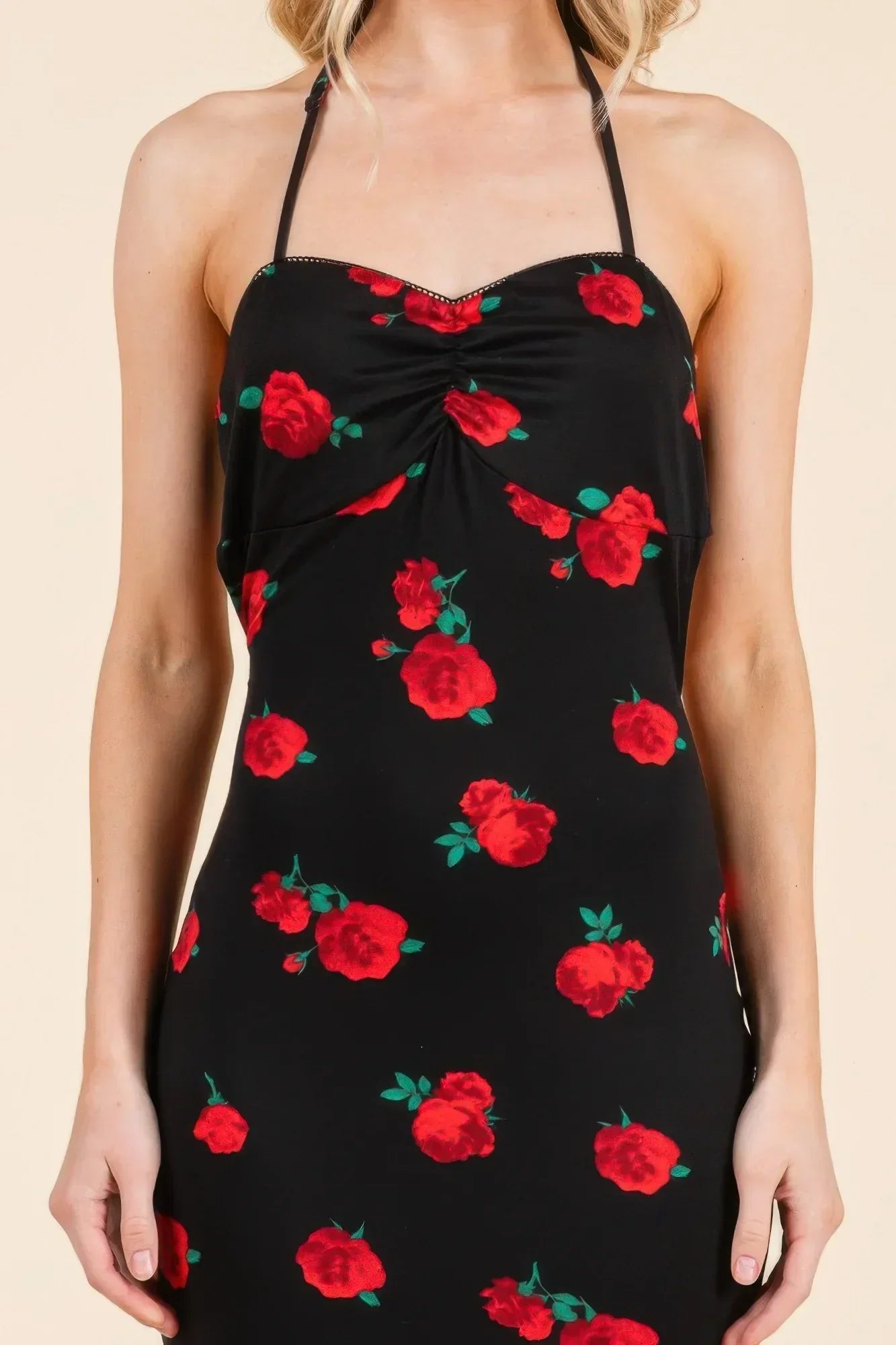 Sweet Heart Gathered Open Back Print Midi Dress | Mixtshop LLC