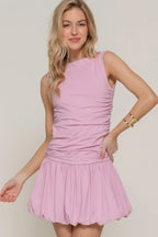 Sleeveless Boat Neck Voluminous Mini Dress | Mixtshop LLC