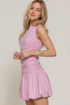 Sleeveless Boat Neck Voluminous Mini Dress | Mixtshop LLC