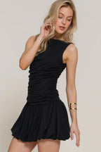 Sleeveless Boat Neck Voluminous Mini Dress | Mixtshop LLC