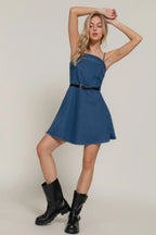 Belted Cami A-line Mini Dress | Mixtshop LLC