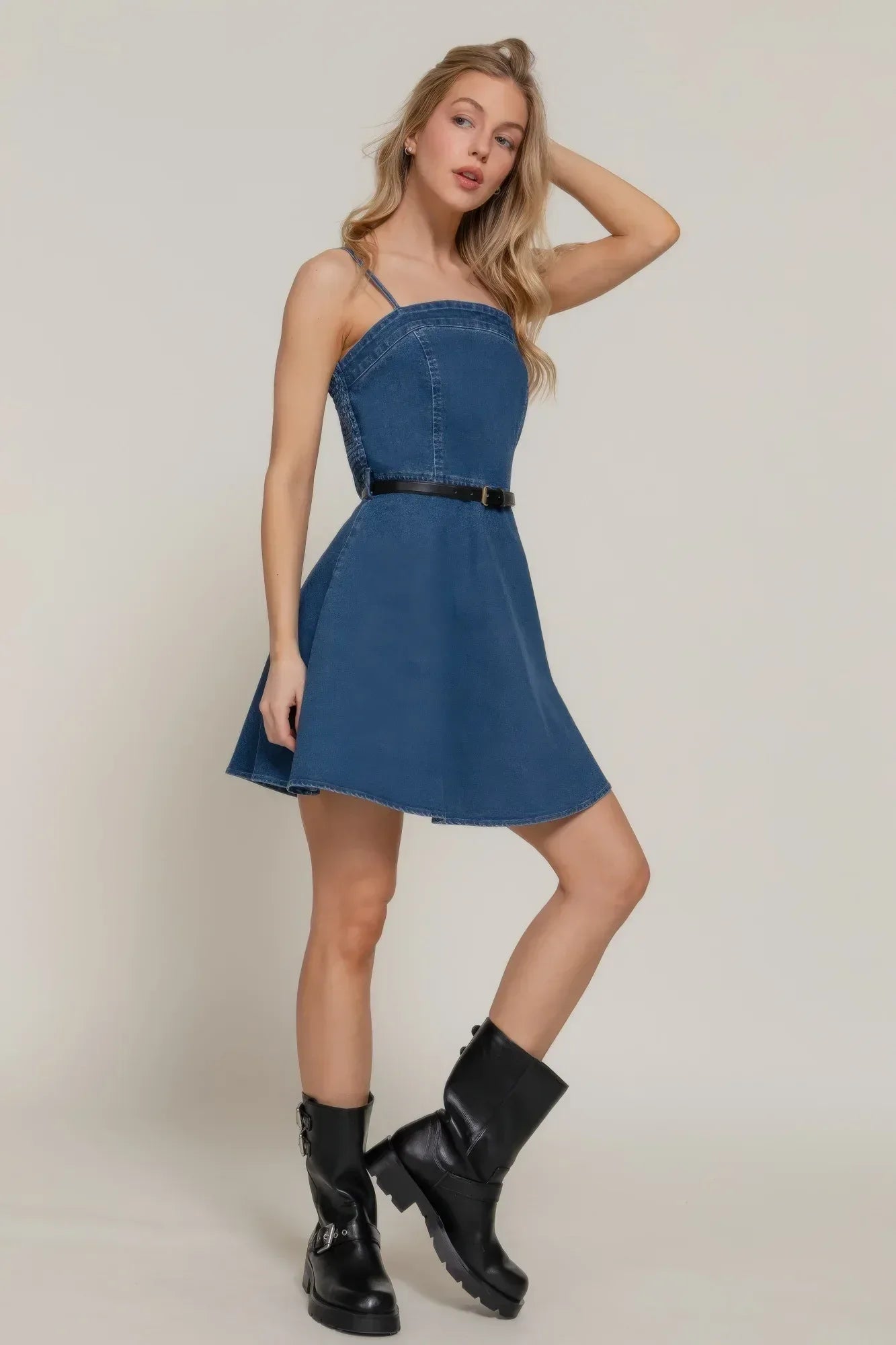 Belted Cami A-line Mini Dress | Mixtshop LLC