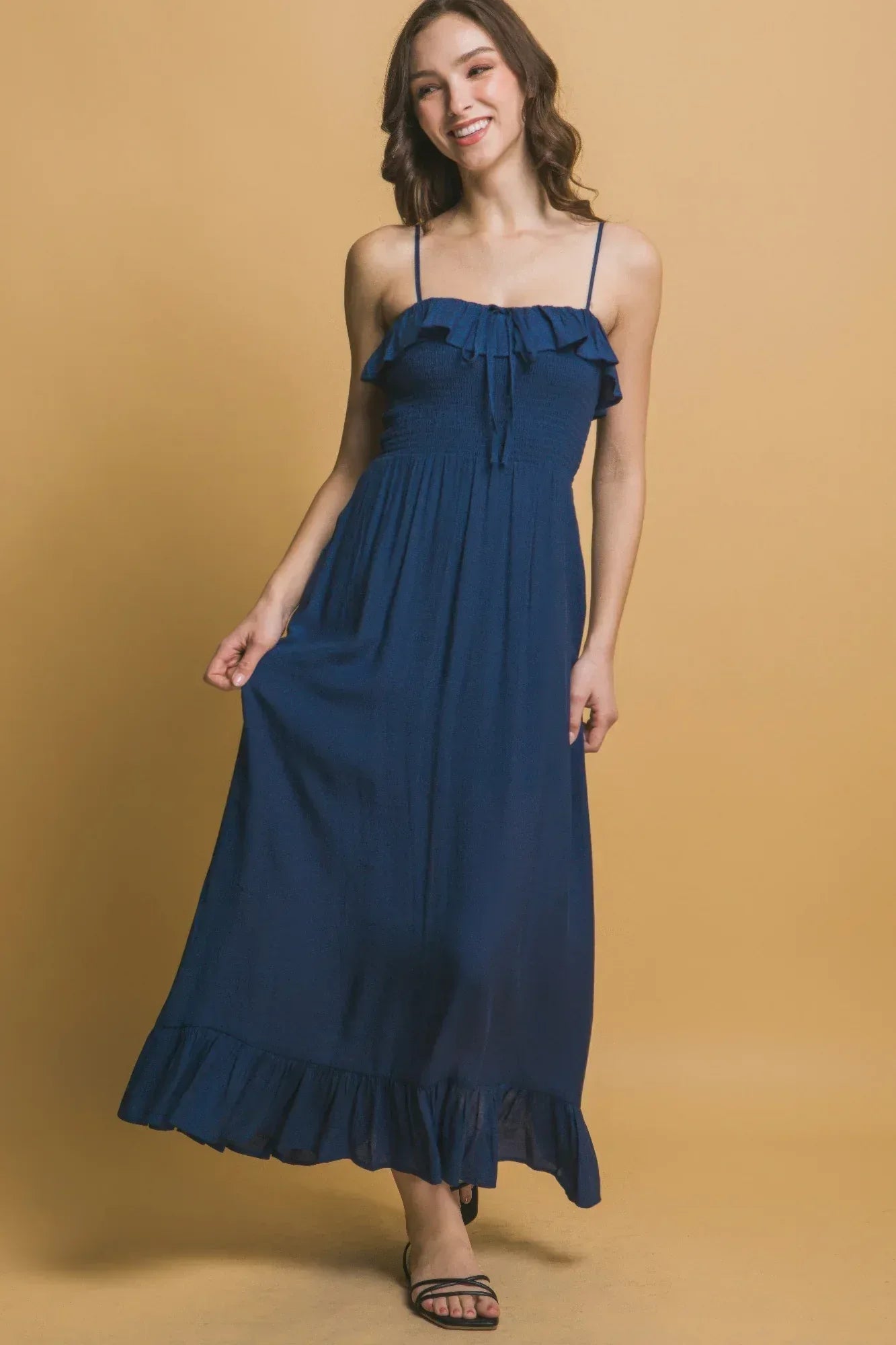 Smocked Ruffle Maxi Dress | Mixtshop LLC