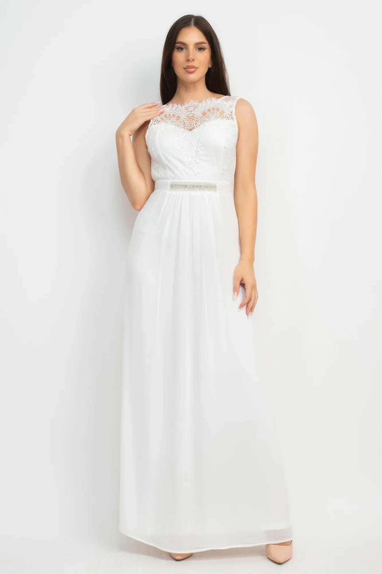 Jewel Waist-tie Lace Maxi Dress Secondary image