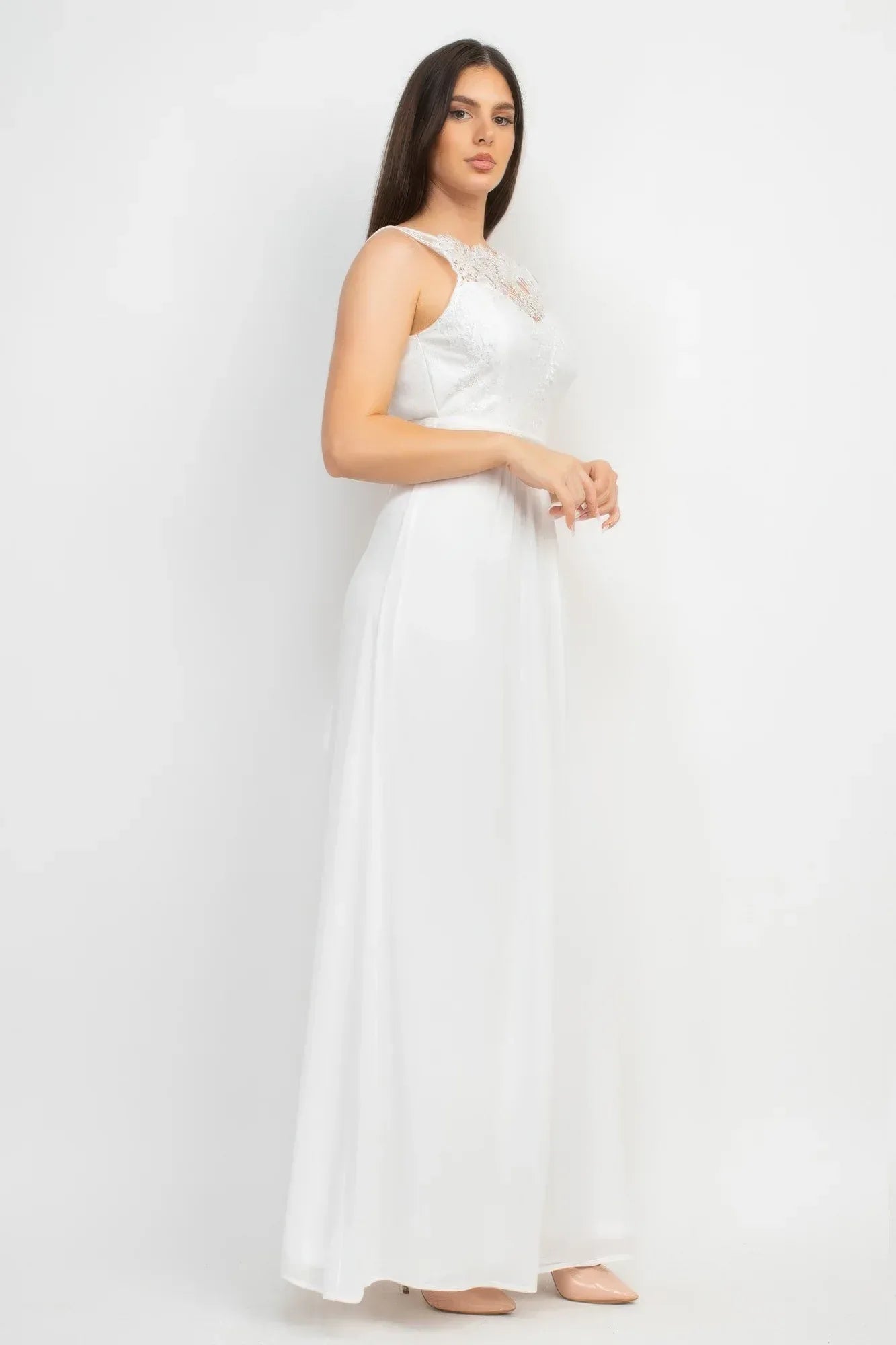 Jewel Waist-tie Lace Maxi Dress | Mixtshop LLC