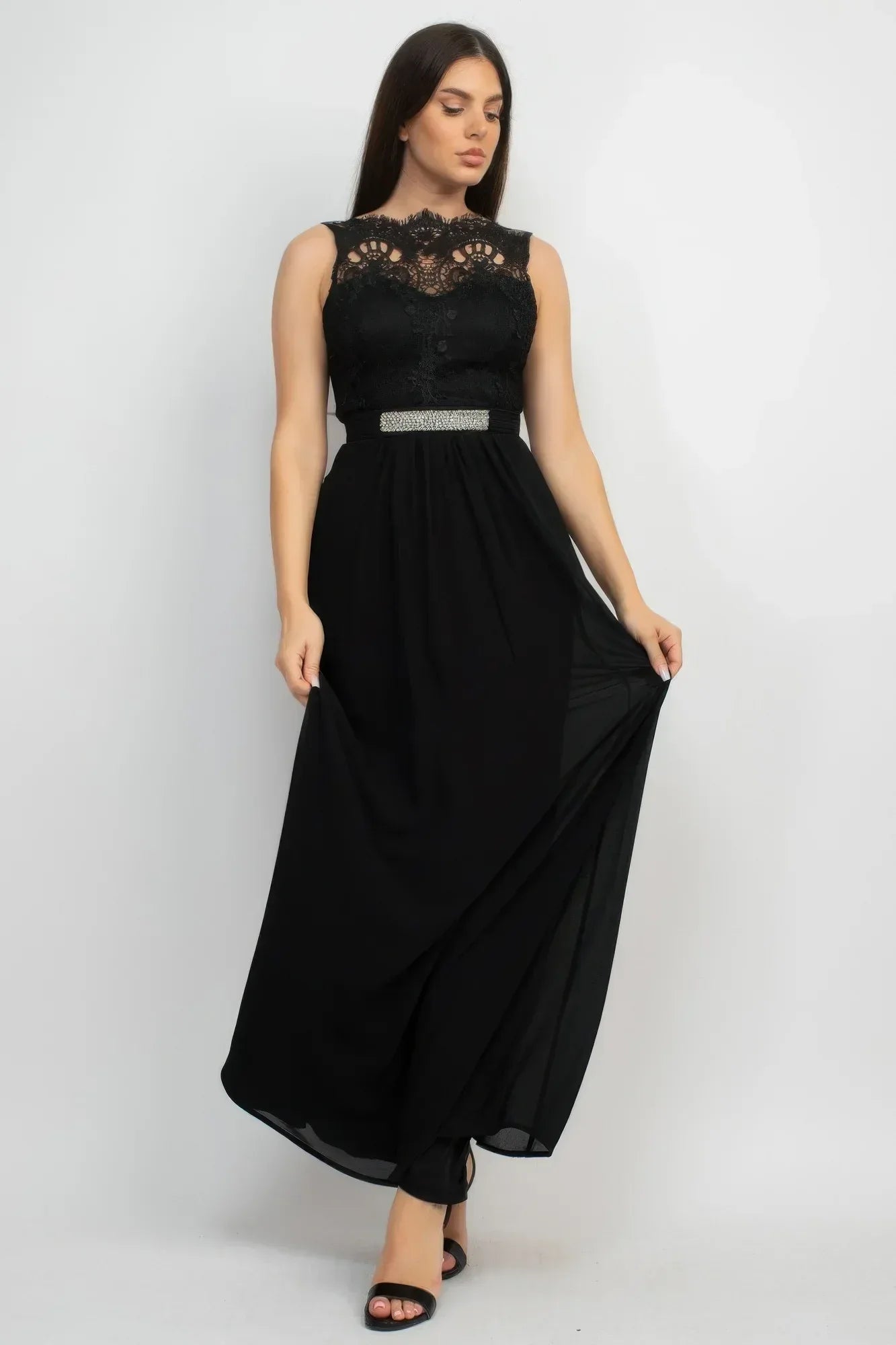 Jewel Waist-tie Lace Maxi Dress Secondary image