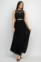 Jewel Waist-tie Lace Maxi Dress | Mixtshop LLC